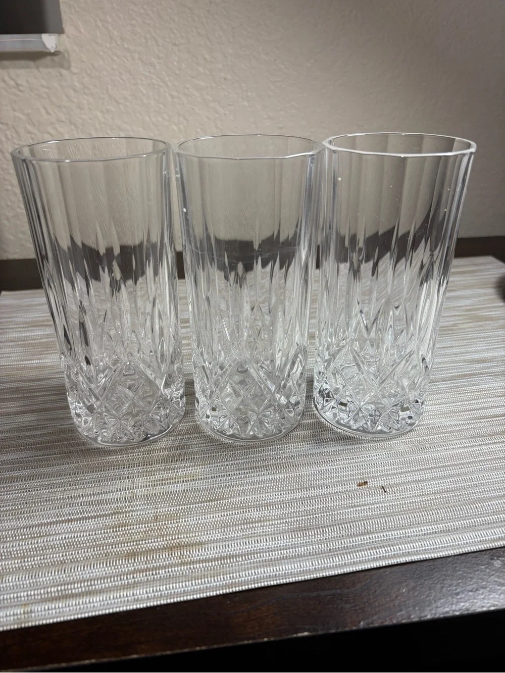 Crystal Cut Highball Glasses - Clear (Set of 3)